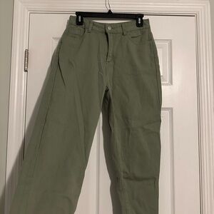 Olive Green High-Waisted Pants